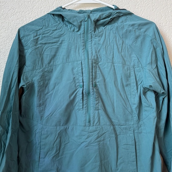 Mountain Hardwear Long Sleeve Top Hooded Quarter Zip Up Blue Green size XS - Picture 2 of 8